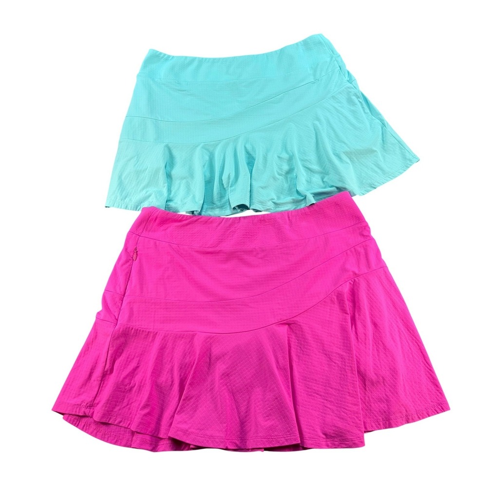 IBKUL Lot of 2 Athletic Skorts XL Pink Turquoise Golf Tennis Pickleball Skirts